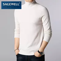 SAGEWELL cổ áo cao nguyên chất áo len nam áo len dài tay màu rắn áo len nam đáy áo ML0816 - Áo len cổ tròn áo nam đẹp