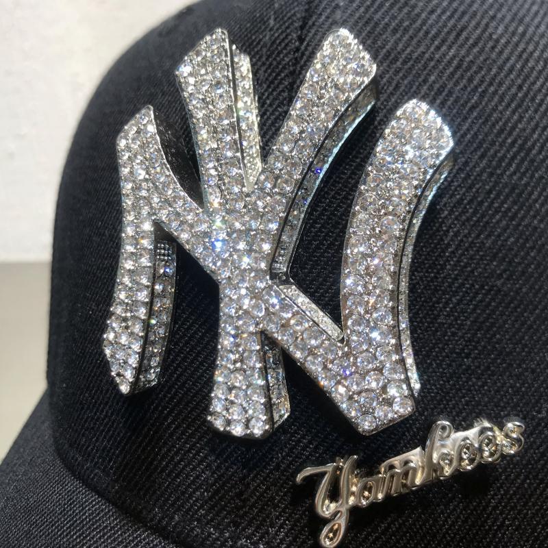 Mlb Rhinestone Baseball Cap for Men and Women, Trendy Brand La Shiny Rhinestone Cap, Ny Rhinestone Sunshade Cap