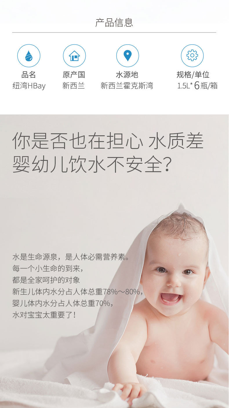 新西兰进口 纽湾 HBay 弱碱性水 1.6L*6瓶 图3