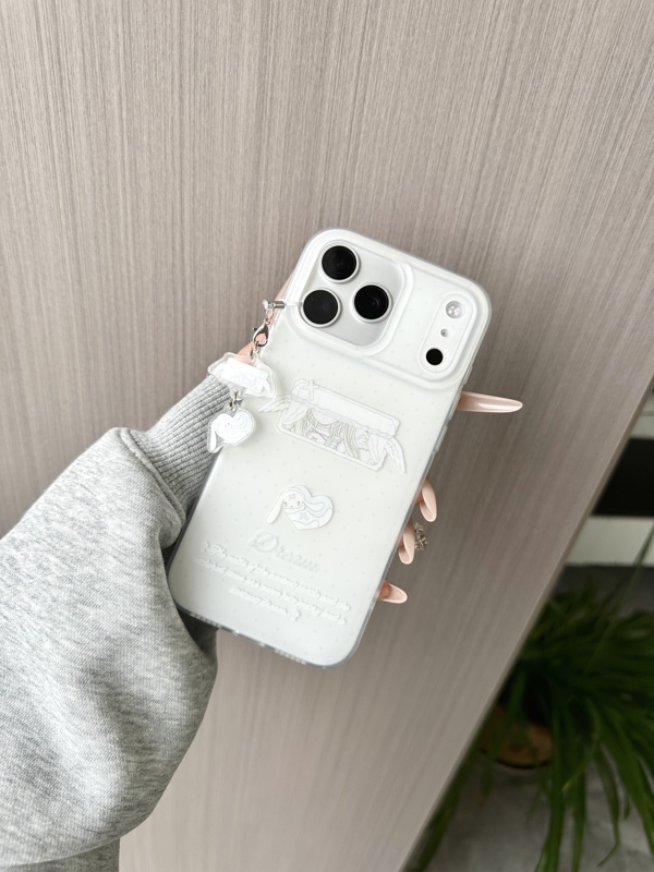 【Shimu Xiaojie】Original Aqua Dream Core Double-Layer Imd Large Hole Texture Sand Arc Edge Phone Case
