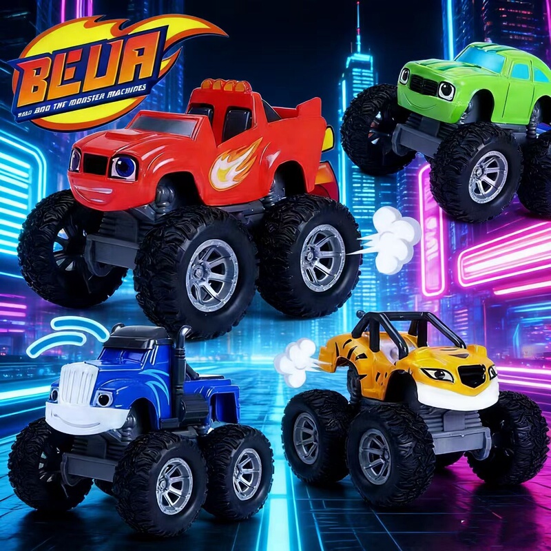 Monster Truck Speed Car Toy Cyclone Battle Team Baby Bus Rescue Team Crazy Monster Alloy Toy