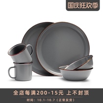 The United States bei bang BAREBONES bei europfine retro outdoor camping enamel tableware plate glass job suit