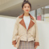 2018 thu đông mới phong cách Harajuku màu sắc phù hợp với quần nhung rộng eo áo khoác ngắn nữ phù hợp với cổ áo khoác áo khoác thủy triều áo dạ nữ dài Accentuated eo áo