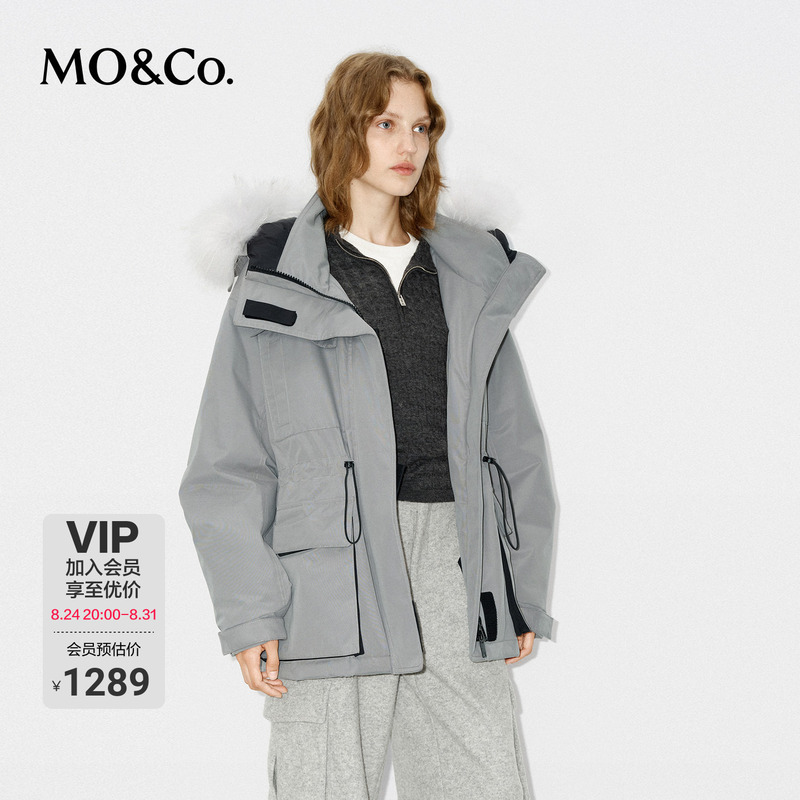【Taobao Selection】Moco down Jacket with Warming Lining, 90% Duck Down, Detachable Hood, Raccoon Fur Collar, Waist-Cinching, Purple 【Taobao Selection】Moco down Jacket with Warming Lining, 90% Duck Down, Detachable Hood, Raccoon Fur Collar, Waist-Cinching, Purple
