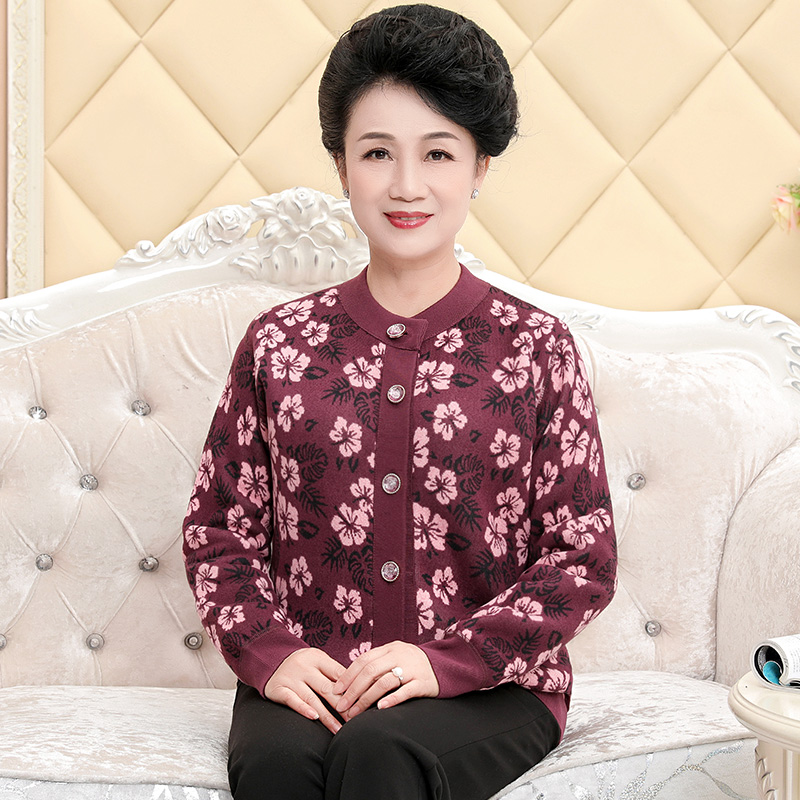 Trung niên lót già cardigan ấm đơn mảnh áo khoác nữ cộng với nhung dày ông già Cardy mùa đông kích thước lớn trên áo mùa thu.