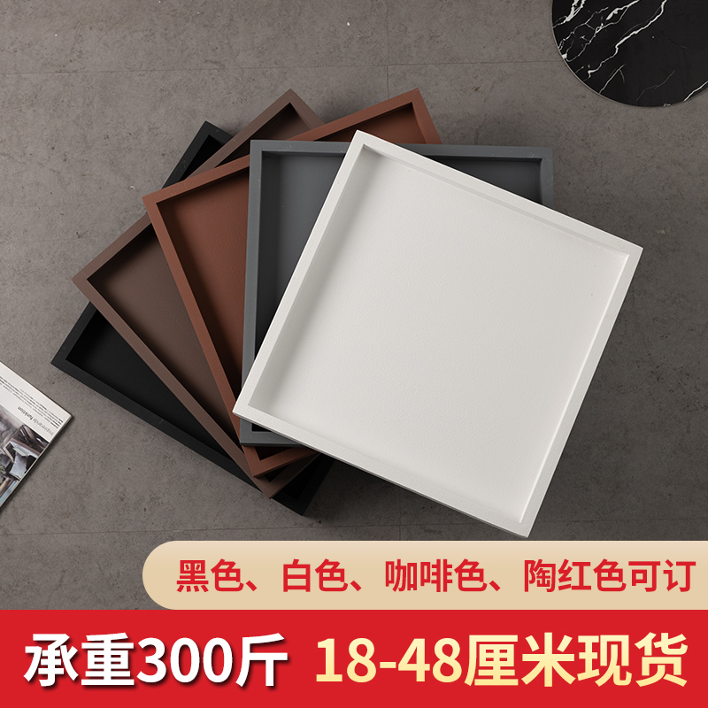 Square imitation cement flower pot tray water tray Large plastic thickened gray black and white simple green plant base pad