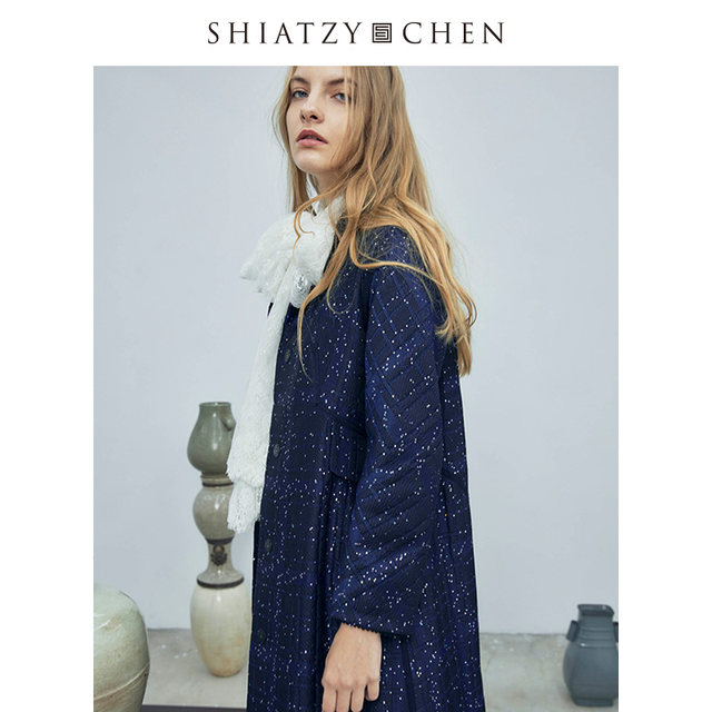 SHIATZYCHEN/Shazy Chen ເສື້ອຄຸມ jacquard sequined lapel 602467