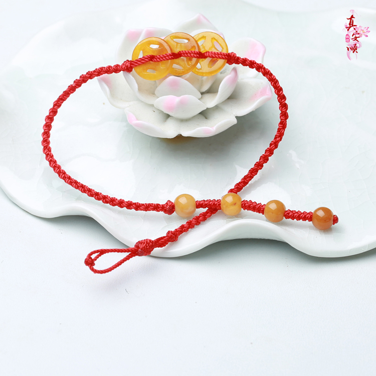 Chân vịt ngọc bích tự nhiên Anshun cũ topaz nguồn tài chính cán Wang Xueye giúp tình yêu may mắn thân đỏ lắc chân nữ thủ công