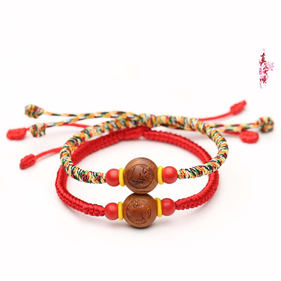 Transshipment Red Rope Authentic Peach Nucleus Zodiac Tiger King Kong Knot Natal Year Handcrafted Disaster Relief Men's and Women's Models Are Year of the Tiger