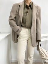 Double face cashmere big coat female little guy 2021 New South Korean high-end glacier grey sashimi with fur coat