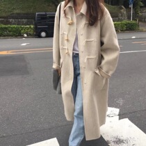 Horn buckle coat women 2021 New Korea East Gate loose temperament double-sided cashmere coat women long model