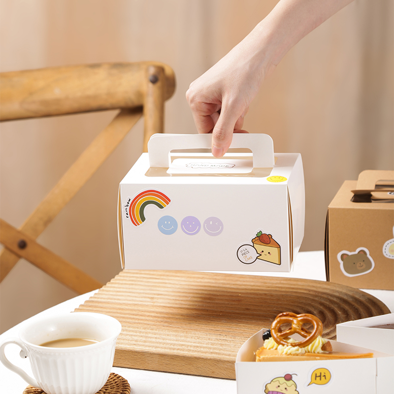 Small fresh baking portable mousse cake packaging box Chifeng cake packaging box thousand-layer cut piece West cake box