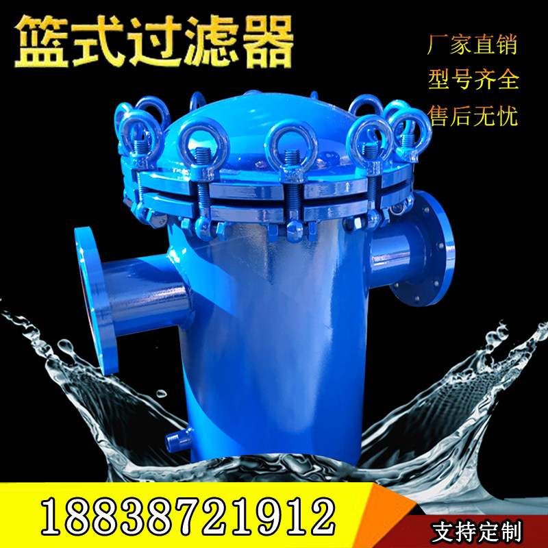 Basket Filter Lifting Basket Type Remover Quick Opening Straight Through Hair Collector Stainless Steel Blue filter