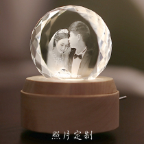 Wedding Anniversary Birthday Gift Photo Customized 3D Crystal Ball Music Box Music Box Girlfriend Wife Valentines Day