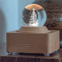 Lucky Tree Crystal Ball Rotating Bluetooth Audio Speaker Music Box New Year Gift for Girlfriend Children Children