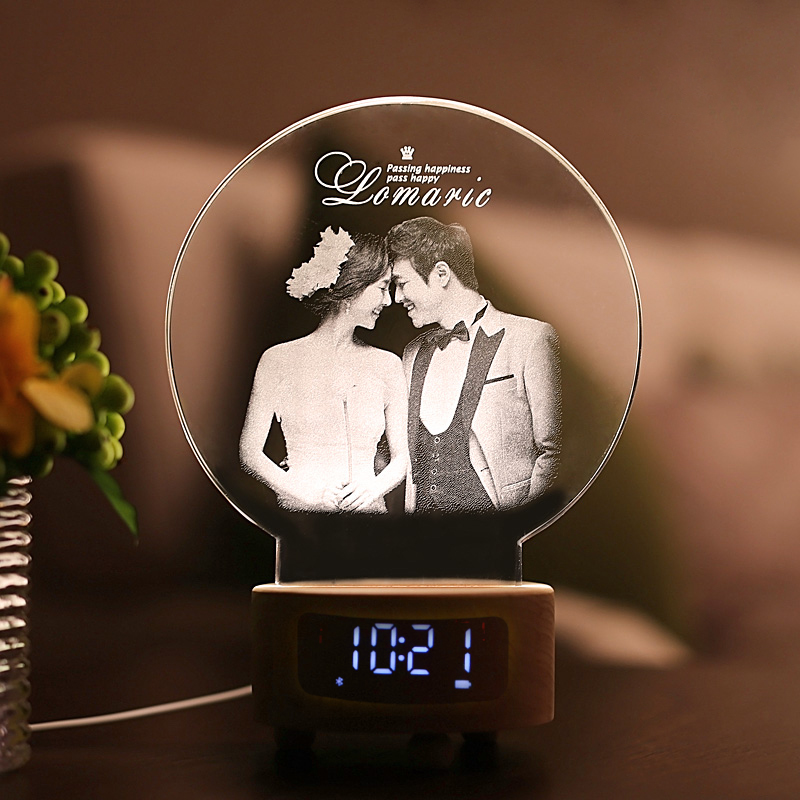 jeancard best friend friend newlywed wedding anniversary photo custom birthday gift Bluetooth clock sound light