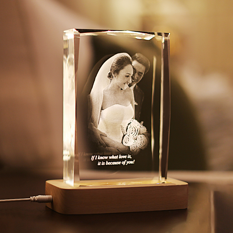 Photo custom crystal lamp Wedding gift Wedding room bed lamp Bedroom decoration Wedding anniversary birthday gift