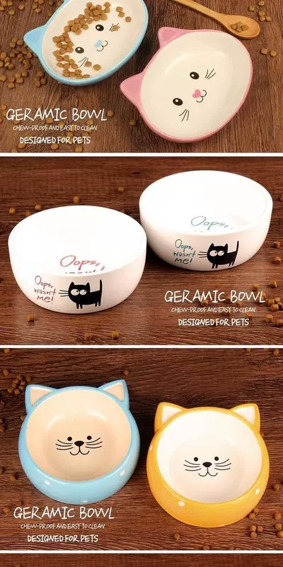Pet bát Teddy dog ​​bát gốm mèo bát mèo nồi con chó con bát gốm bát thức ăn bát nước bát con chó mèo cần thiết hàng ngày