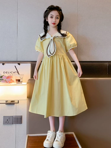 Летнее платье, юбка, летняя одежда, детский военно-морской наряд маленькой принцессы, коллекция 2023, подходит для подростков, популярно в интернете