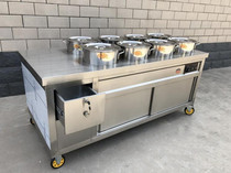  Commercial mobile dining car Snack car insulation table selling porridge car Stainless steel insulation porridge car breakfast car stall soup bucket car