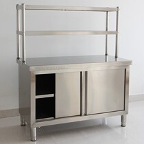  Commercial thickened stainless steel sliding door workbench countertop stand Kitchen countertop console Rear kitchen locker