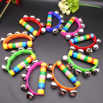 Wooden leather five-bell semi-circle hand rocking Suzuki Orff music Early teaching instrument Toy baby teaching aids to hold the bell