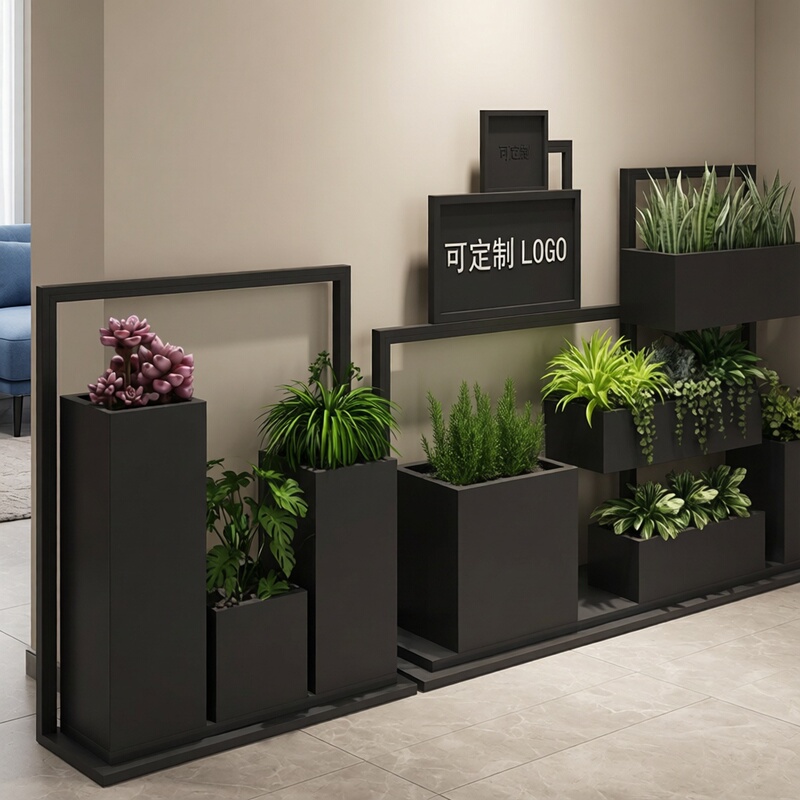 Outdoor Flower Box Set for Garden, Finished Galvanized Steel Flower Box Combination, Garden Planting Box, Terrace Planting Flower Pot and Stand Set