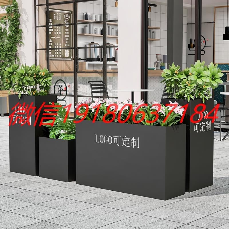 Sample house display center commercial street milk tea shop outdoor wrought iron flower box combination fence partition flower bed custom flower stand flower trough