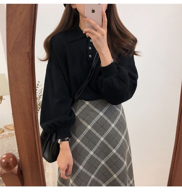 Váy yếm retro nữ phiên bản Hàn Quốc sang trọng có hương vị eo cao đã mỏng Một chiếc váy dài từ đại học gió dài 2018 thu chân váy zara