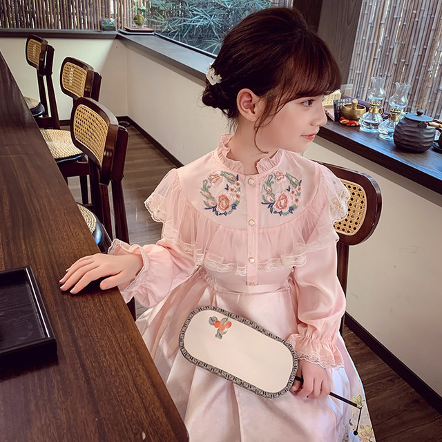 Girls Horse Face Skirt Suit Spring Clothing 2024 ແບບໃຫມ່ຂອງຊຸດເດັກນ້ອຍ Skirt ເດັກຍິງແບບຈີນໃຫມ່ Ming System Hanfu Skirt