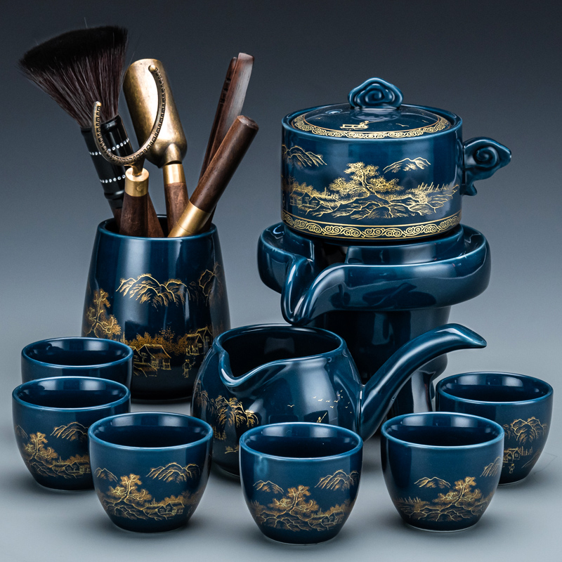 Lazy Man Automatic tea set Set Home Living room Chinese Gongfu Tea Cup stone grinding teapot tea tea tray Small