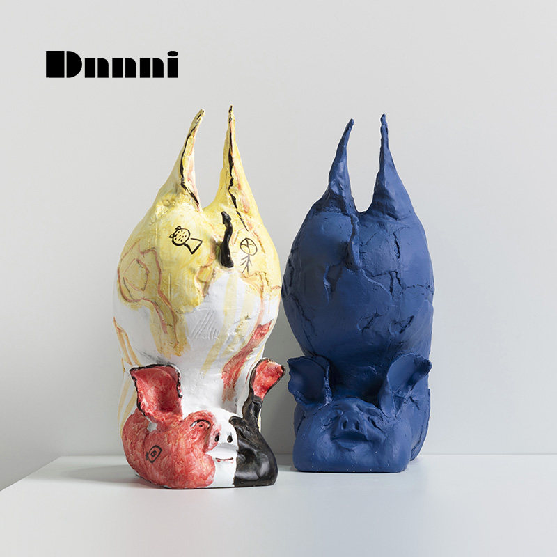 Dnnni fell piggy ornaments hotel model room home home living room simple bedroom decoration crafts