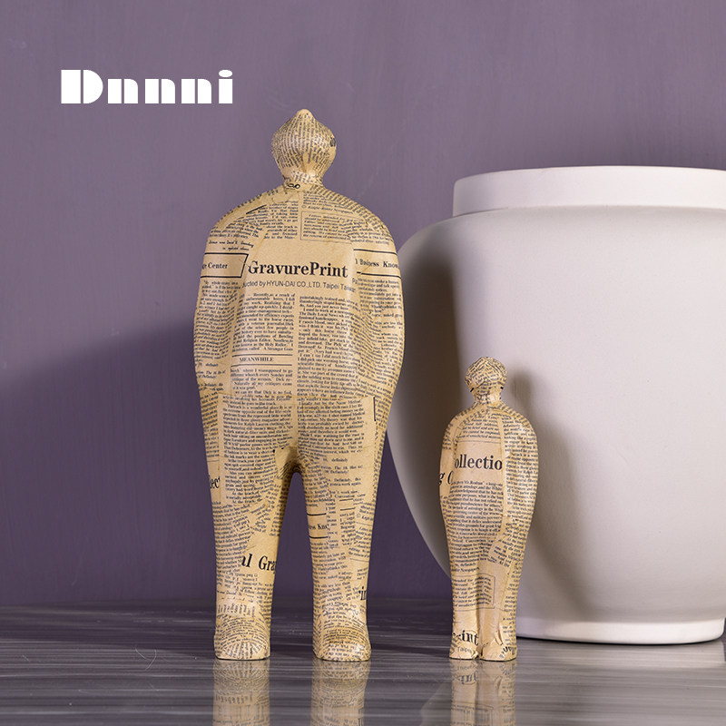 Dnnni Modern simple creative old newspaper character ornaments Hotel club model room Home soft decoration