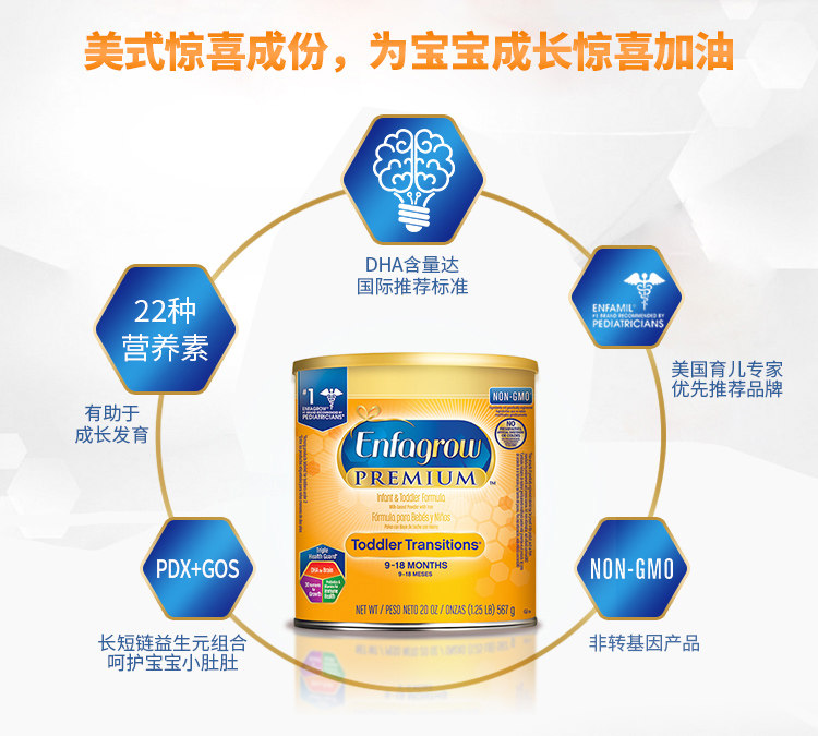 美版 美赞臣 Premium配方2段 婴幼儿奶粉 567g 图2