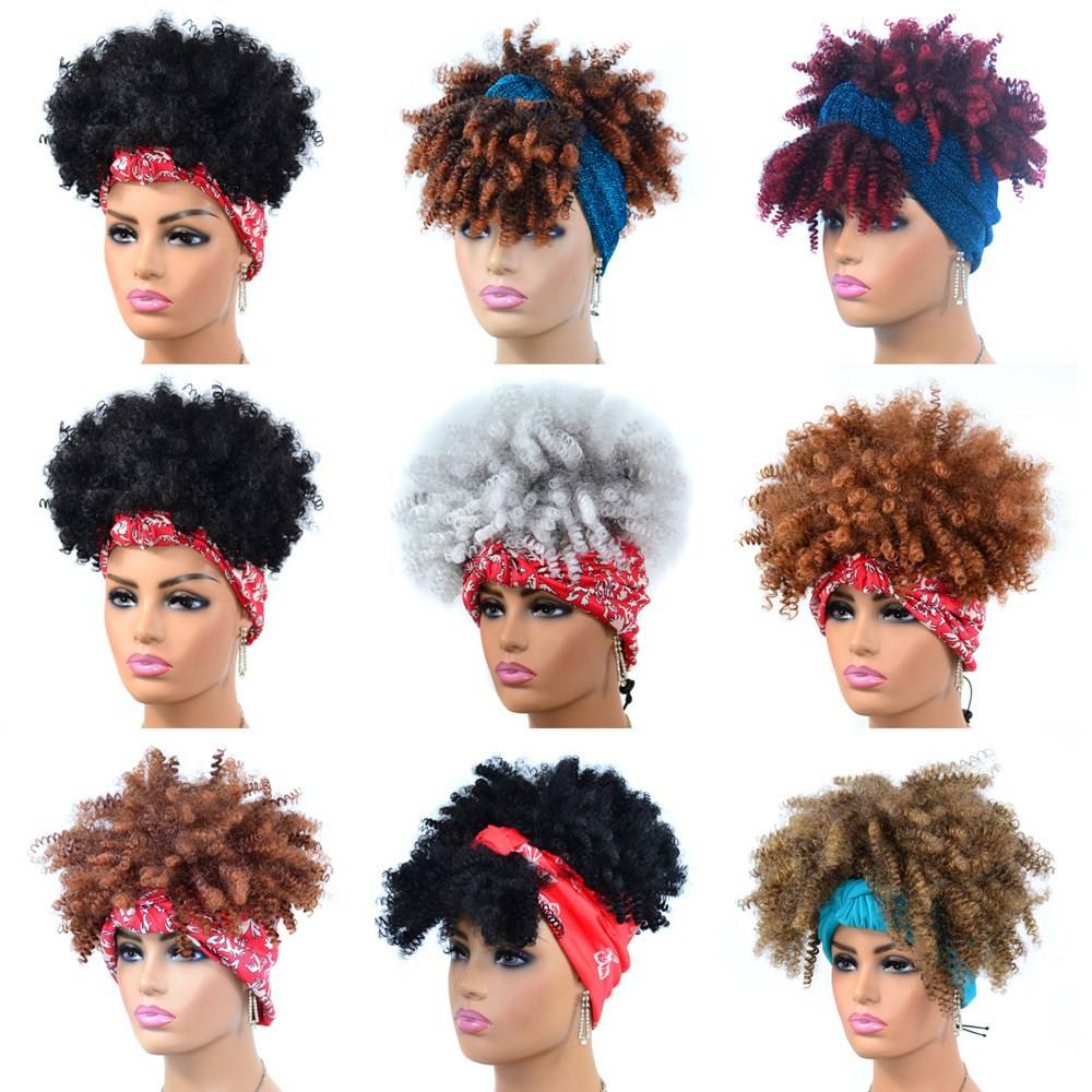 Headscarf wig curly Hair wigs cover head