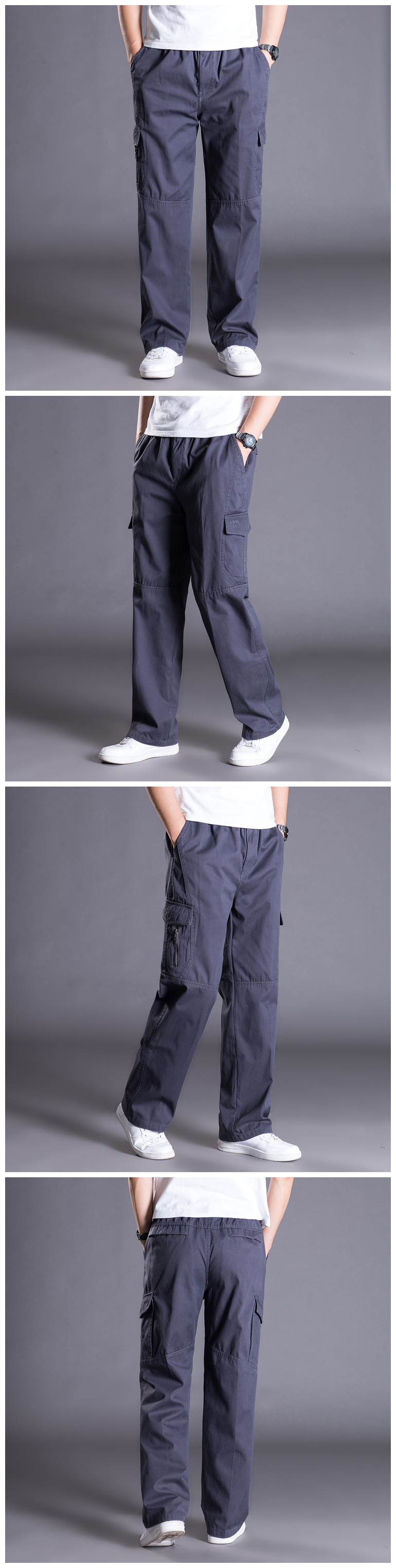 Mùa thu và mùa đông quần dày nam rộng cộng với phân bón XL quần thể thao người béo cotton quần yếm ngoài trời quần jean nam hàng hiệu