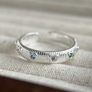 925 sterling silver color love zircon stripe ring for women simple light luxury exquisite high-end open ring
