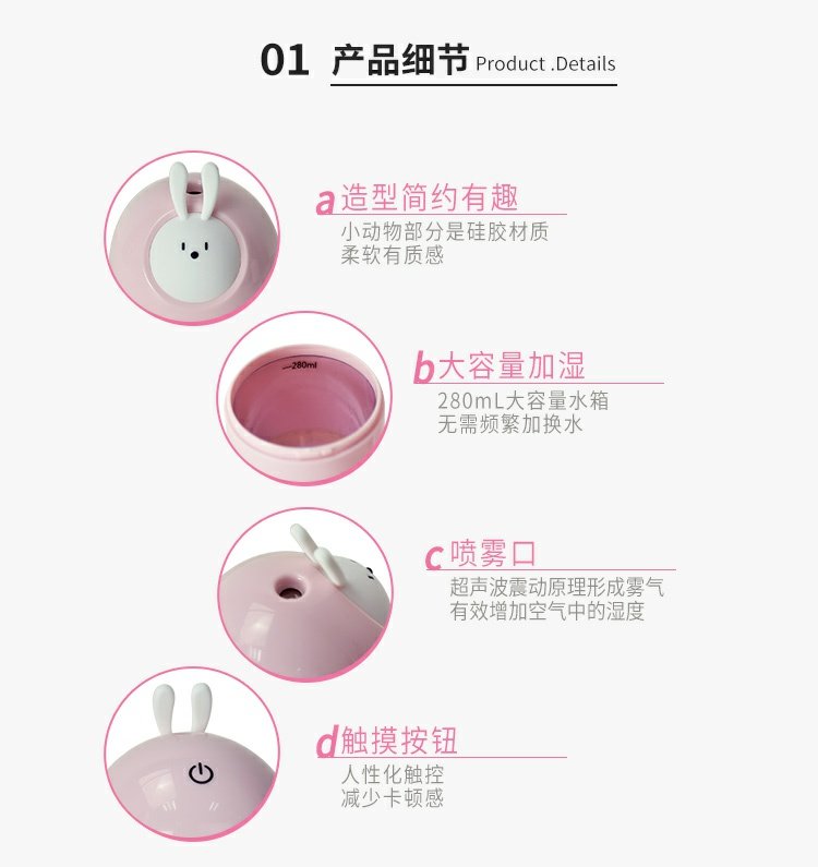 Xịt dễ thương Animal Elf USB Mini Máy tạo độ ẩm Ký túc xá Máy tính để bàn Xe hơi Mặt ẩm Quà tặng con ếch phun sương