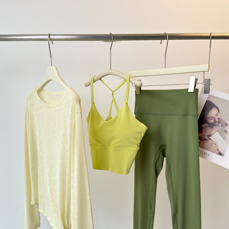 Lulu Zasuy Amber Streamer Sports Three-Piece Nude Women's Fitness Long-Sleeved High-End Yoga Clothing Set