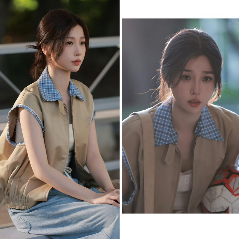 As Bright as the Stars, Yu Shuxin and Lin Wanxing's Same Style Retro Loose Casual Vest Jacket Sleeveless Top