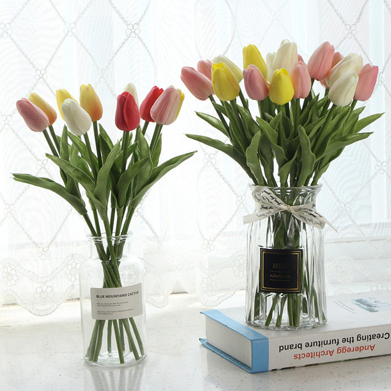 Tulip Emulation Flower Bouquet Photo Props Dry Flower Tulip Fake Flowers High-end Bedroom Decoration Living Room Swing Piece