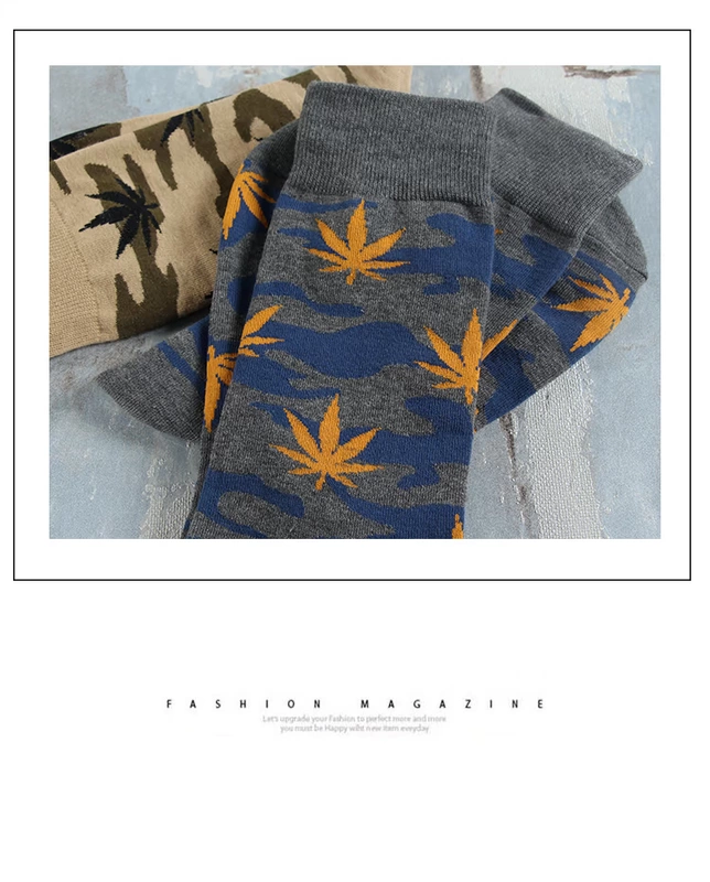 Xu hướng hàn quốc vớ nam vớ phong cách Harajuku vớ ống lá phong mùa thu và mùa đông dày vớ thời trang cotton ấm