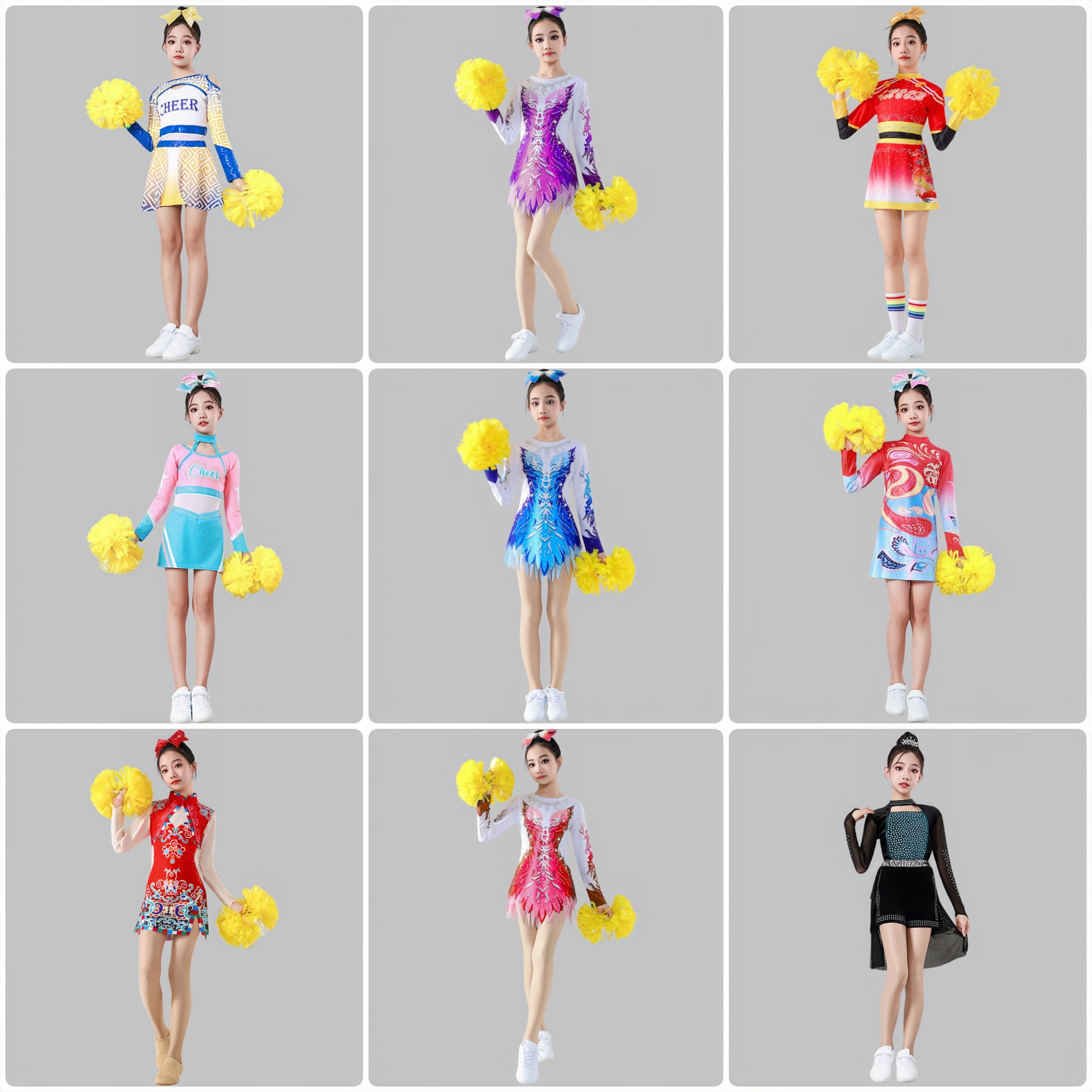 子供用チアリーディング、アート試験、パフォーマンス服、学生用スポーツチアリーディング、パフォーマンス服、エアロビクス、グループダンス服