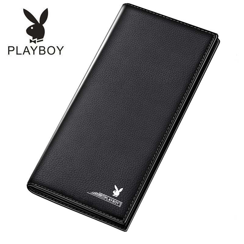 Flower Playboy men's long version of the slim wallet The letting go of the machine Large capacity Multi-clamping student Soft money clip minimalist