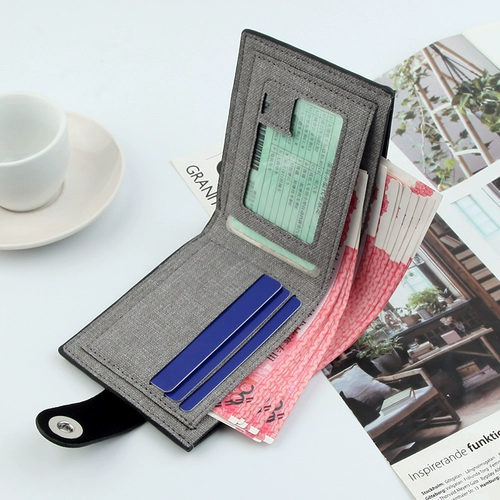 Новый холст -кошелек мужской студент Ультра -тонкий кожаный клип. Случайный отдых может поместить водительские права.