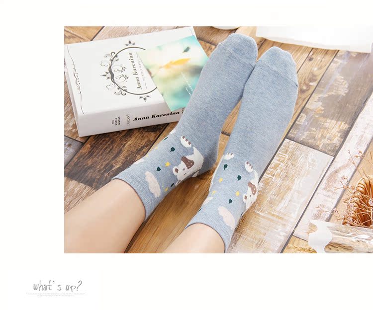 2 đôi tất 9,9 cotton Nhật Bản vớ nữ vớ nữ ống vớ lông dễ thương sợi cotton tất cổ cao hàn quốc