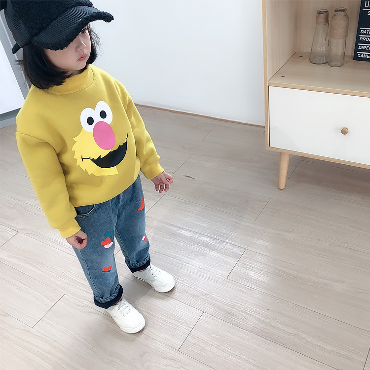 Quần bé gái cộng với quần jean nhung thu đông 2018 mới cho bé quần lửng Quần nữ ngoại quốc dày quan jean tre em