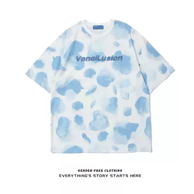 ZOROHOM heart-shaped printing pure cotton short-sleeved T-shirt women and men loose casual summer clothes couple tide brand half-sleeved T-shirt