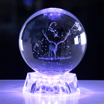 Crystal ball carved elk earth decoration Birthday gift Girl custom photo logo38 Womens Kings Day gift