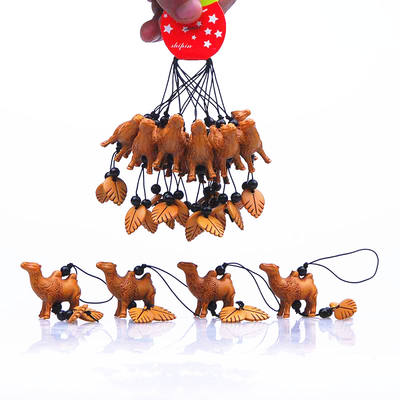 Dunhuang Tourist souvenirs, Silk Road Small Camel pendant, imitation poplar wood pendant, resin Desert boat camel